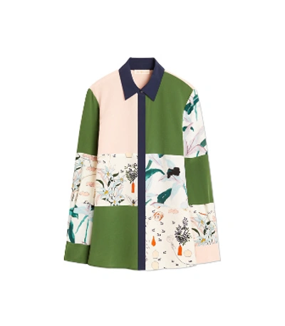 Shop Tory Burch Patchwork Shirt In Ivory Poetry Of Things