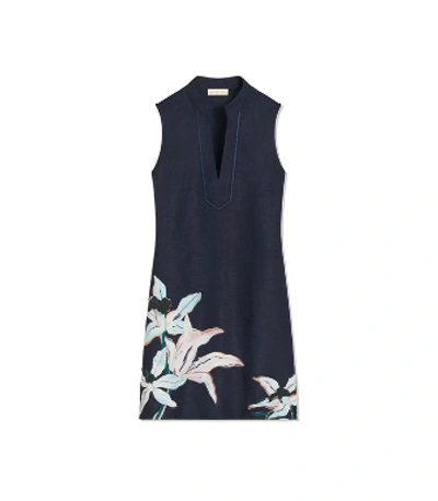 Shop Tory Burch Sleeveless Tunic Dress In Navy Blue