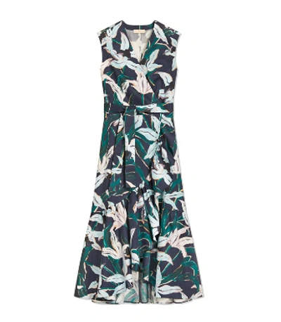 Shop Tory Burch Printed Wrap Dress In Desert Bloom Pigment