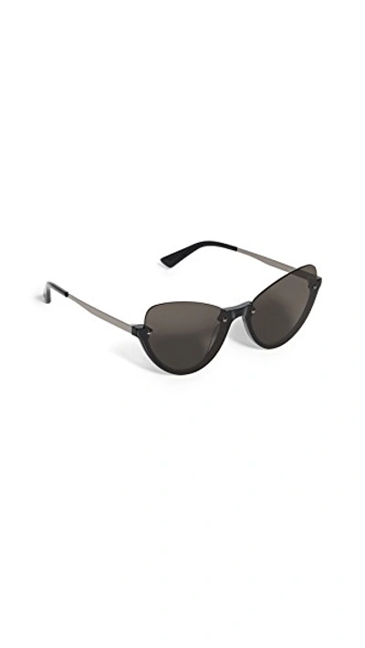 Shop Mcq By Alexander Mcqueen Narrow Pilot Cat Eye Sunglasses In Black/grey