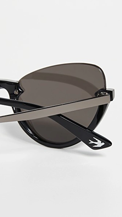 Shop Mcq By Alexander Mcqueen Narrow Pilot Cat Eye Sunglasses In Black/grey