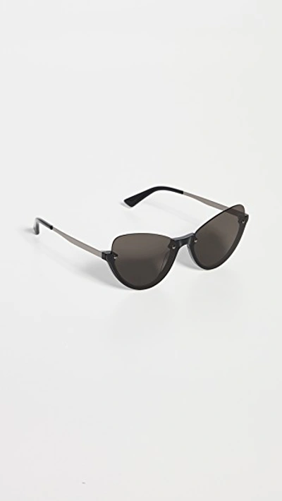 Shop Mcq By Alexander Mcqueen Narrow Pilot Cat Eye Sunglasses In Black/grey