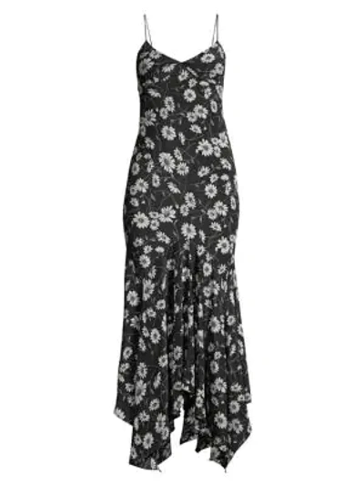 Shop Michael Kors Women's Handkerchief Hem Floral Slip Dress In Slate