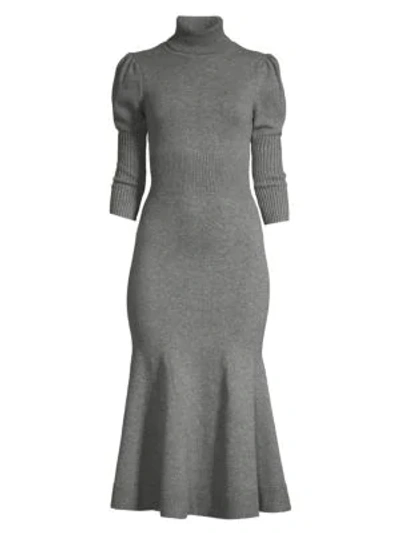 Shop Michael Kors Puff Sleeve Cashmere Sweater Dress In Banker Melange