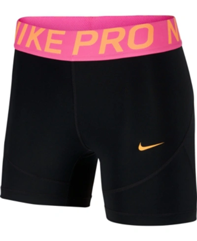 Shop Nike Pro 5" Shorts In Black/fuel Orange