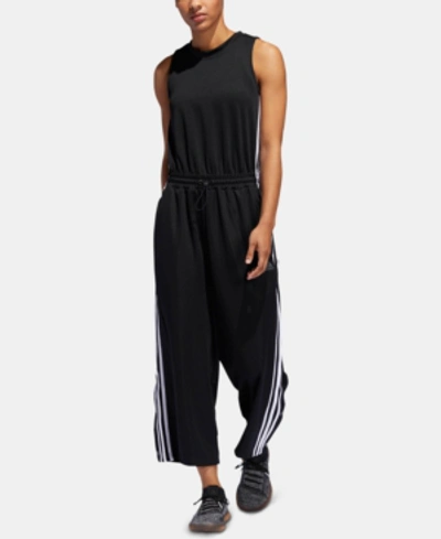 Shop Adidas Originals Adidas Snap Cropped Romper In Black/white