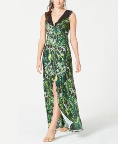 Shop Foxiedox Ruffled Printed Gown In Green