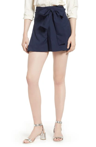 Shop Jcrew Cotton Poplin Tie Waist Shorts In Navy