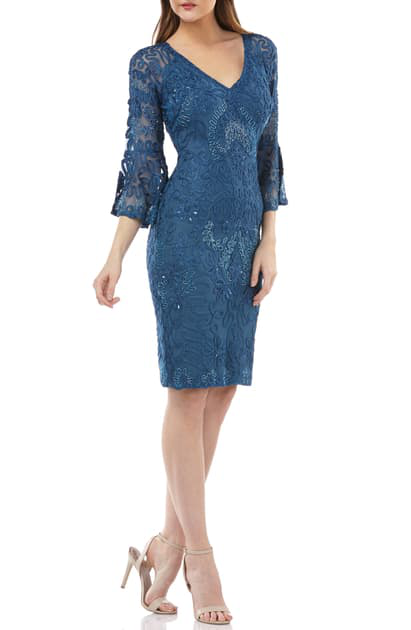js collections bell sleeve soutache cocktail dress