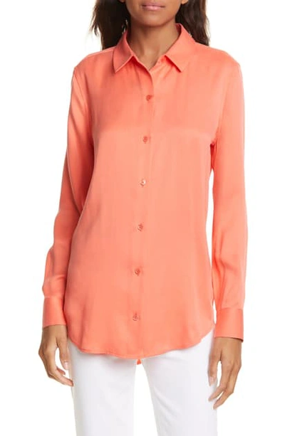 Shop Equipment Essential Silk Blend Shirt In Hot Coral