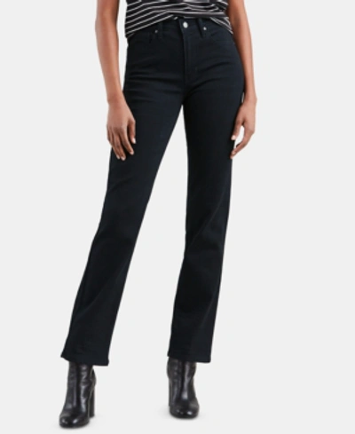Shop Levi's 724 High-rise Straight-leg Jeans In Soft Black