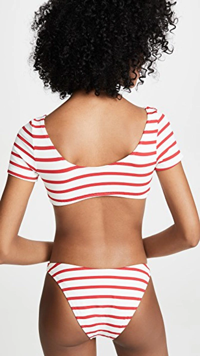 Shop Solid & Striped The Vanessa Bikini Top In Red Breton Stripe