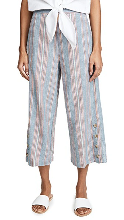 Shop Madewell Side Button Huston Pants In Blue Vintage Rainbow Stripe