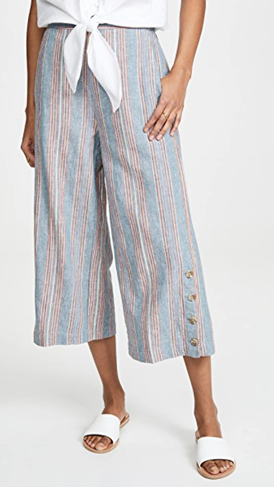 Shop Madewell Side Button Huston Pants In Blue Vintage Rainbow Stripe