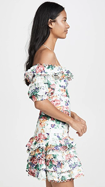 Shop Zimmermann Allia Pintuck Short Dress In White Floral