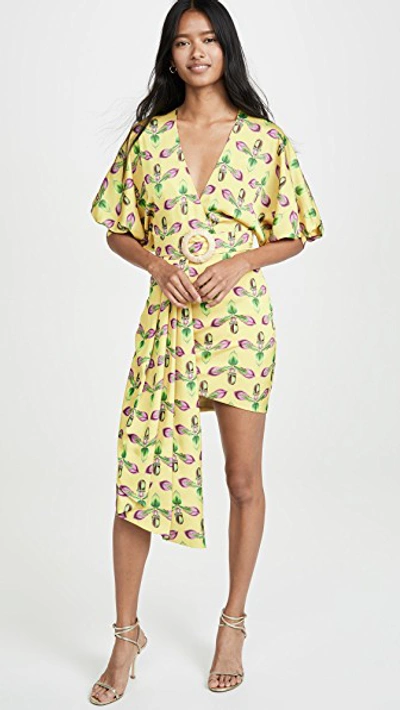 Shop Patbo Asymmetrical Belted Mini Dress In Bright Yellow