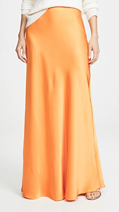Shop Rosetta Getty Bias Maxi Skirt In Tangerine