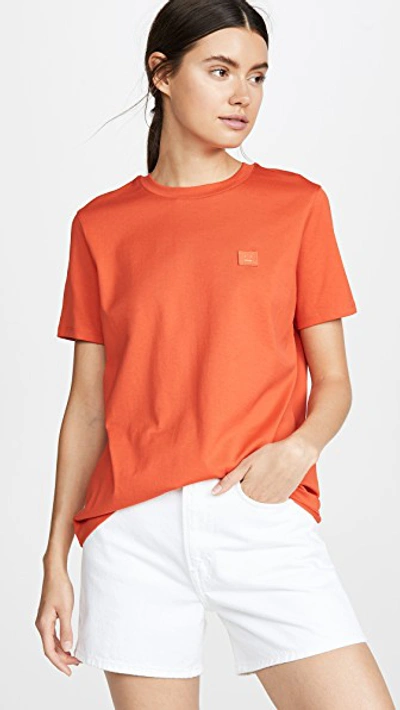 Shop Acne Studios Ellison Face T-shirt In Paprika Red