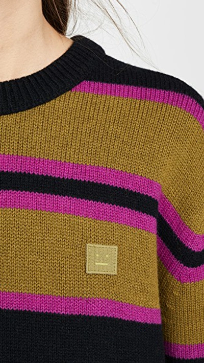 Shop Acne Studios Nimah Multicolor Stripe Face Sweater In Black Multicolor