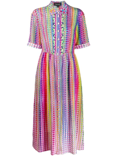 Shop Saloni Rainbow Check Dress - Pink