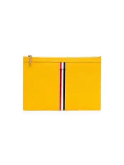 Shop Thom Browne Small Zip Leather Tablet Holder In Yellow