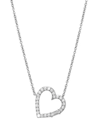 Shop Adriana Orsini Rhodium-plated Sterling Silver & Cubic Zirconia Tilted Heart Necklace