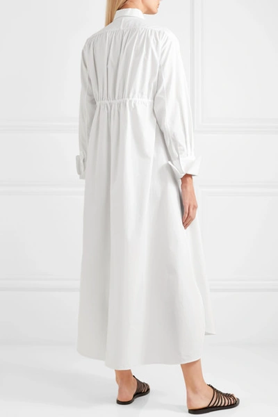 Shop Alaïa Broderie Anglaise Cotton-poplin Shirt Dress In White