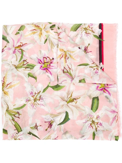 Shop Dolce & Gabbana Floral Print Scarf - Pink