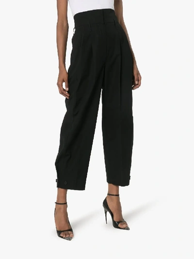 Shop Givenchy High-waisted Cropped Trousers In 001 Black