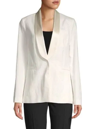 Shop Brunello Cucinelli Linen & Cotton Blend Long-sleeve Jacket In White