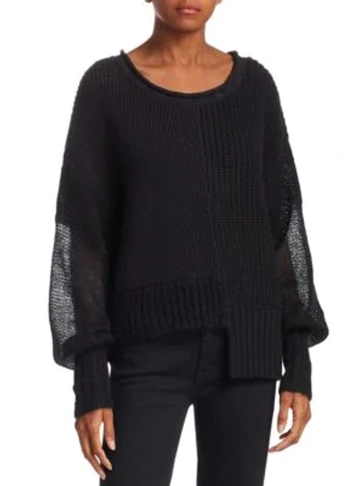 Shop Alexander Wang Mixed Media Ribbed Sweater In Black