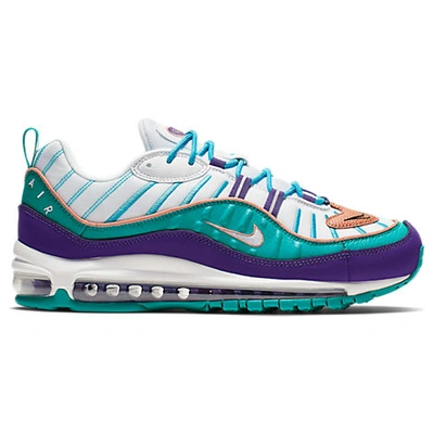 Shop Nike Men's Air Max 98 Casual Shoes In White / Green / Purple