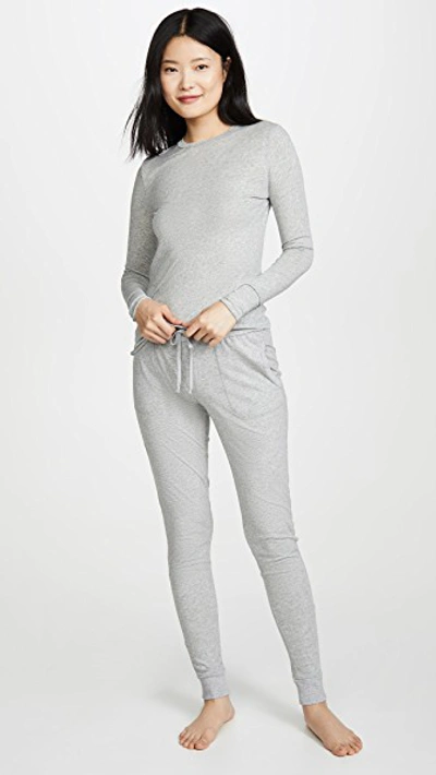 Skin Long-sleeved Cotton-jerey Pyjama Top In Heather Grey