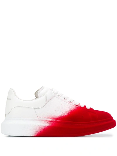 Shop Alexander Mcqueen Oversized Spray Paint Effect Sneakers In Optic White Lust Red