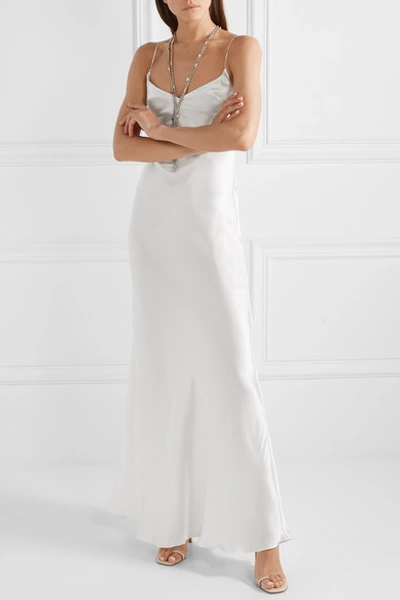 Shop Rasario Silk-satin Gown In White