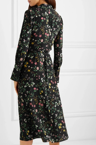 Shop Altuzarra League Ruffled Floral-print Silk Crepe De Chine Midi Dress In Black