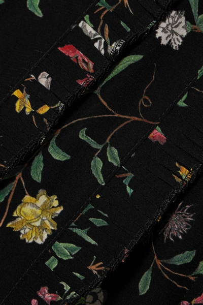 Shop Altuzarra League Ruffled Floral-print Silk Crepe De Chine Midi Dress In Black