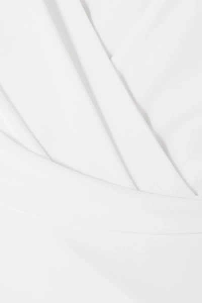 Shop Talbot Runhof Silva Cropped Cape-effect Draped Crepe Jumpsuit In White
