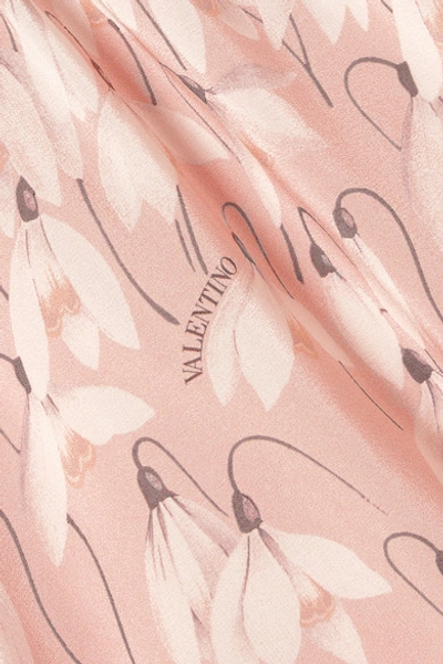 Shop Valentino Floral-print Silk Crepe De Chine Midi Dress In Pink