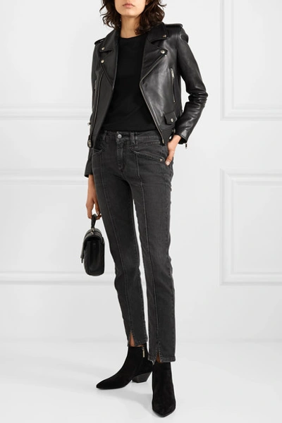 Saint Laurent Black Leather Motorcycle Biker Jacket