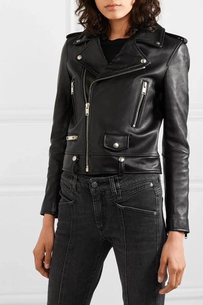Saint Laurent Black Leather Motorcycle Biker Jacket