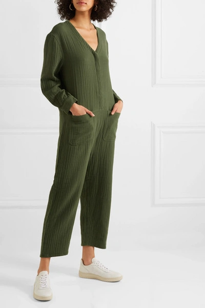 Shop The Great The Union Cotton-gauze Jumpsuit In Green