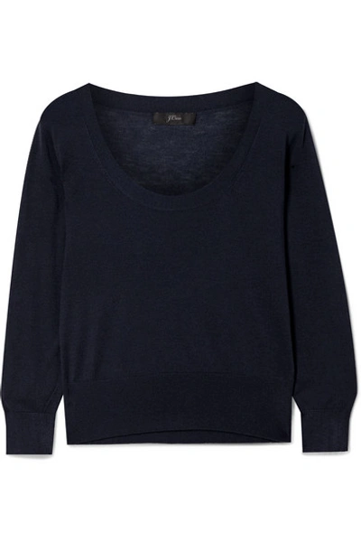 Shop Jcrew Tencel-blend Sweater In Navy