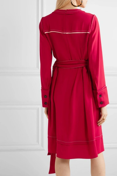 Shop Marni Belted Crepe Dress In Red
