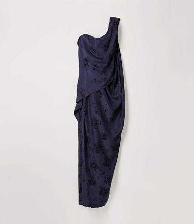 Shop Vivienne Westwood Corset Toga Dress In Navy