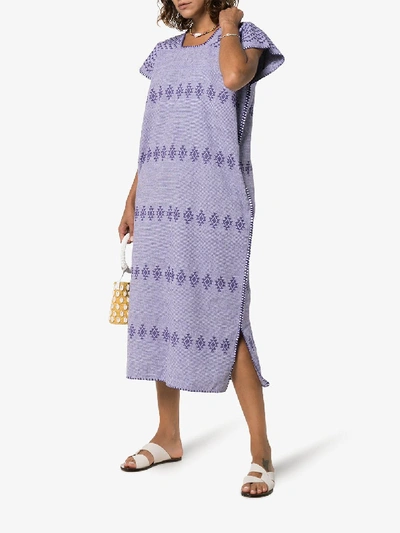 Shop Pippa Holt Embroidered Kaftan Midi Dress In Purple
