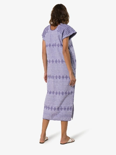 Shop Pippa Holt Embroidered Kaftan Midi Dress In Purple