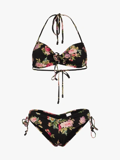 Shop Zimmermann Honour Floral Bikini In Black