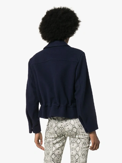 Shop Chloé Drawstring Waist Cropped Jacket In 48b Evening Blue