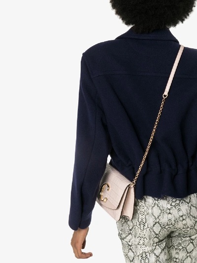 Shop Chloé Drawstring Waist Cropped Jacket In 48b Evening Blue